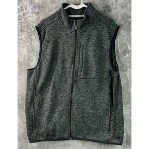 Lands End Men's Charcoal GrayFleece Full Zip Vest sz XL (15700)